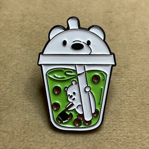 Jewelry - Bear Boba Tea Lapel Pin